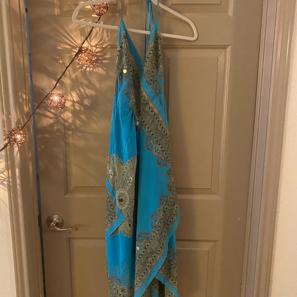XS/S Silky Flowy Wrap Dress baby blue